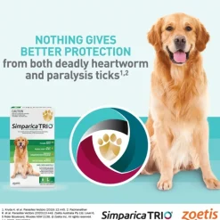 Simparica Trio Flea, Tick & Heartworm Chew for Medium Dogs 10.1-20kg Fashion