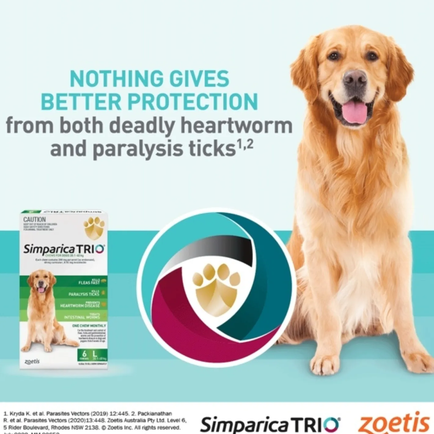 Simparica Trio Flea, Tick & Heartworm Chew for Medium Dogs 10.1-20kg Fashion