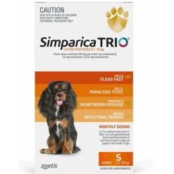 Simparica Trio Flea, Tick & Heartworm Chew for Small Dogs 5.1-10kg Outlet