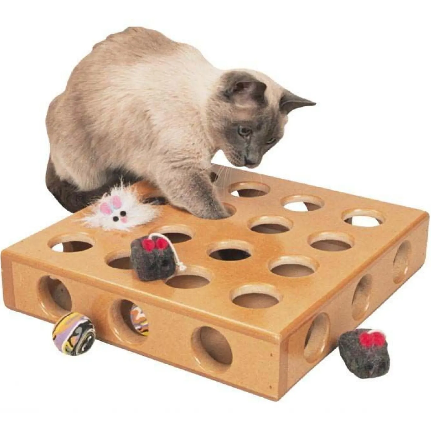 SmartCat Peek-and-Prize Large Toy Box Interactive Wooden Cat Toy Fashion