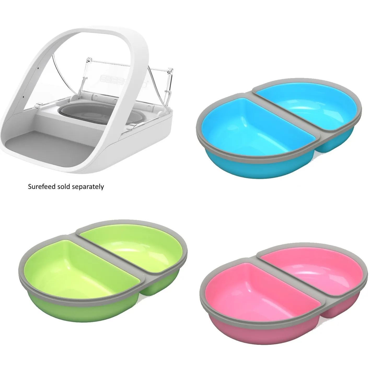 Sure Petcare Surefeed Feeder Split Bowl for Microchip & Motion-Activated Feeders - Pack of 2 New