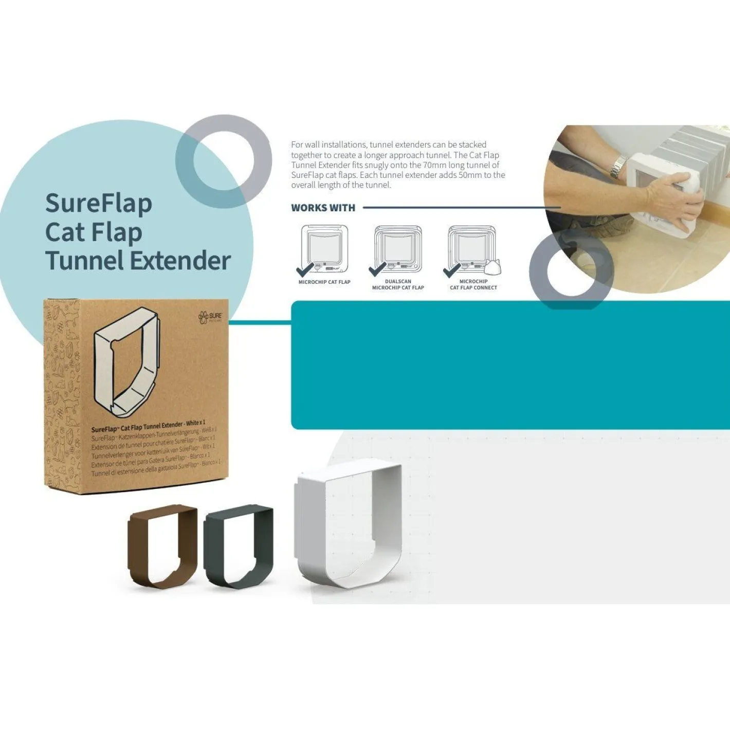 Sure Petcare SureFlap Microchip Pet Door (large) Tunnel Extender for Walls and Doors Hot