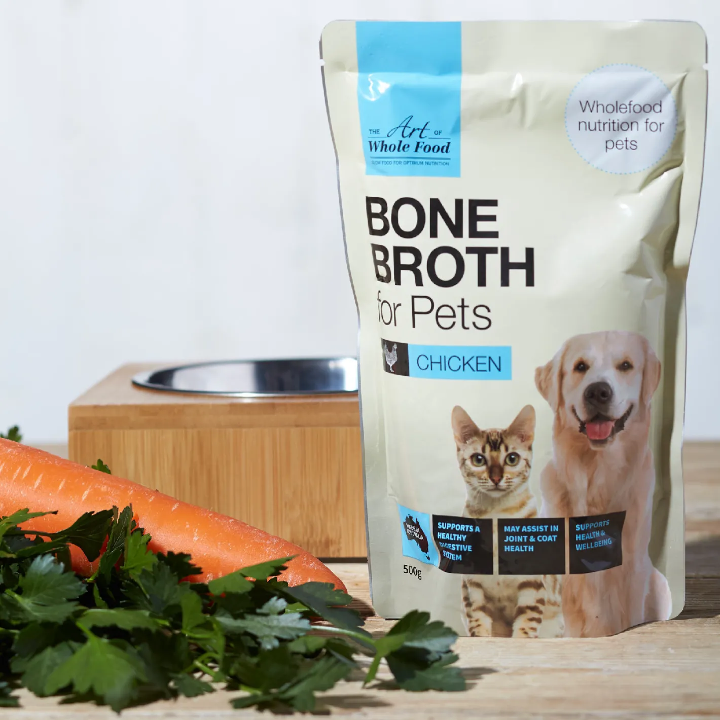 Art of Whole Food The Australian Chicken Bone Broth for Pets 500mL - Carton of 8 Hot