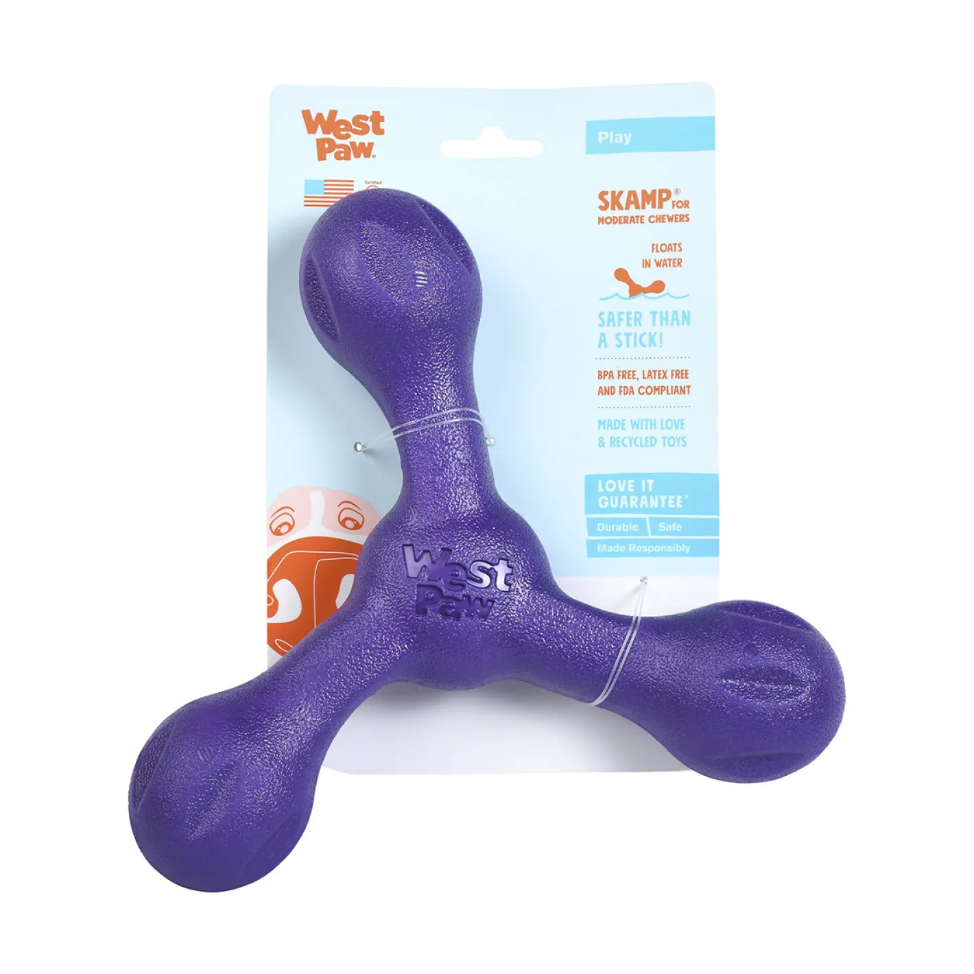 West Paw Skamp Flyer-Inspired Fetch Dog Toy in Bright Colours Online
