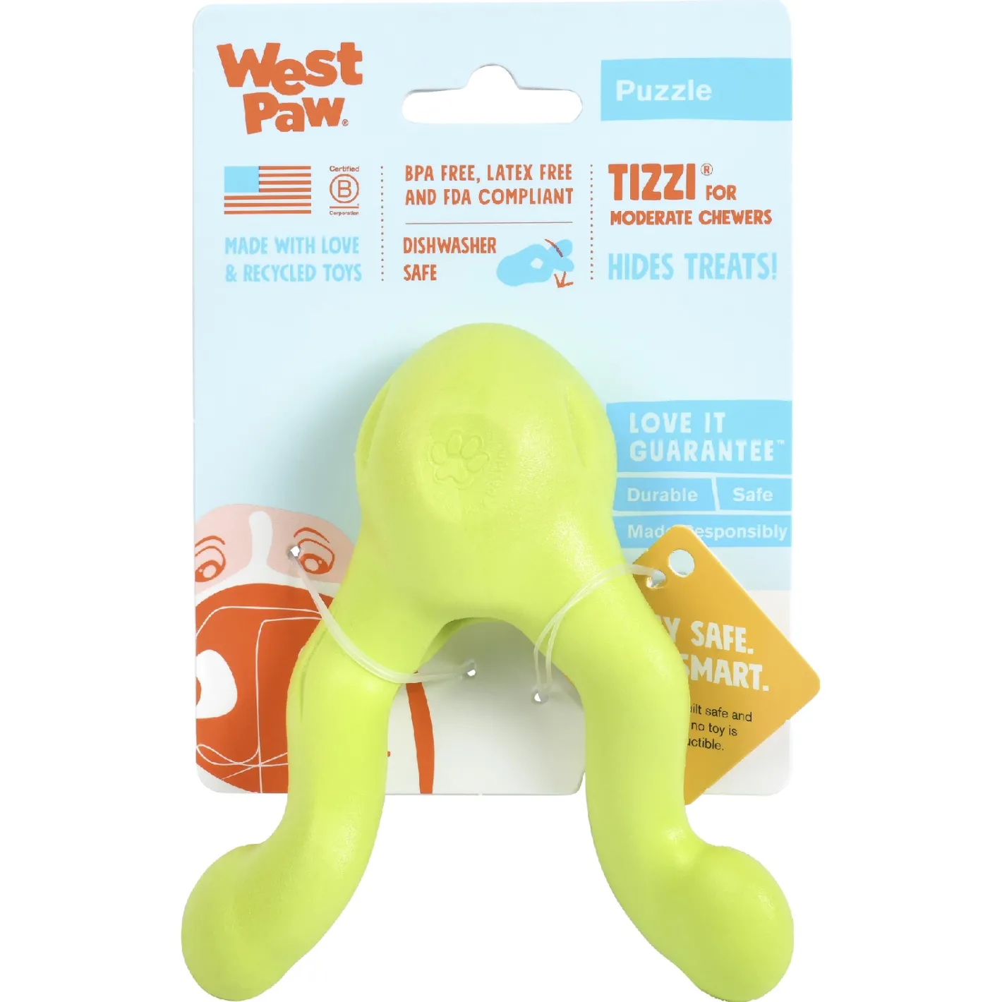 West Paw Tizzi Treat & Tug Toy for Tough Dogs Hot