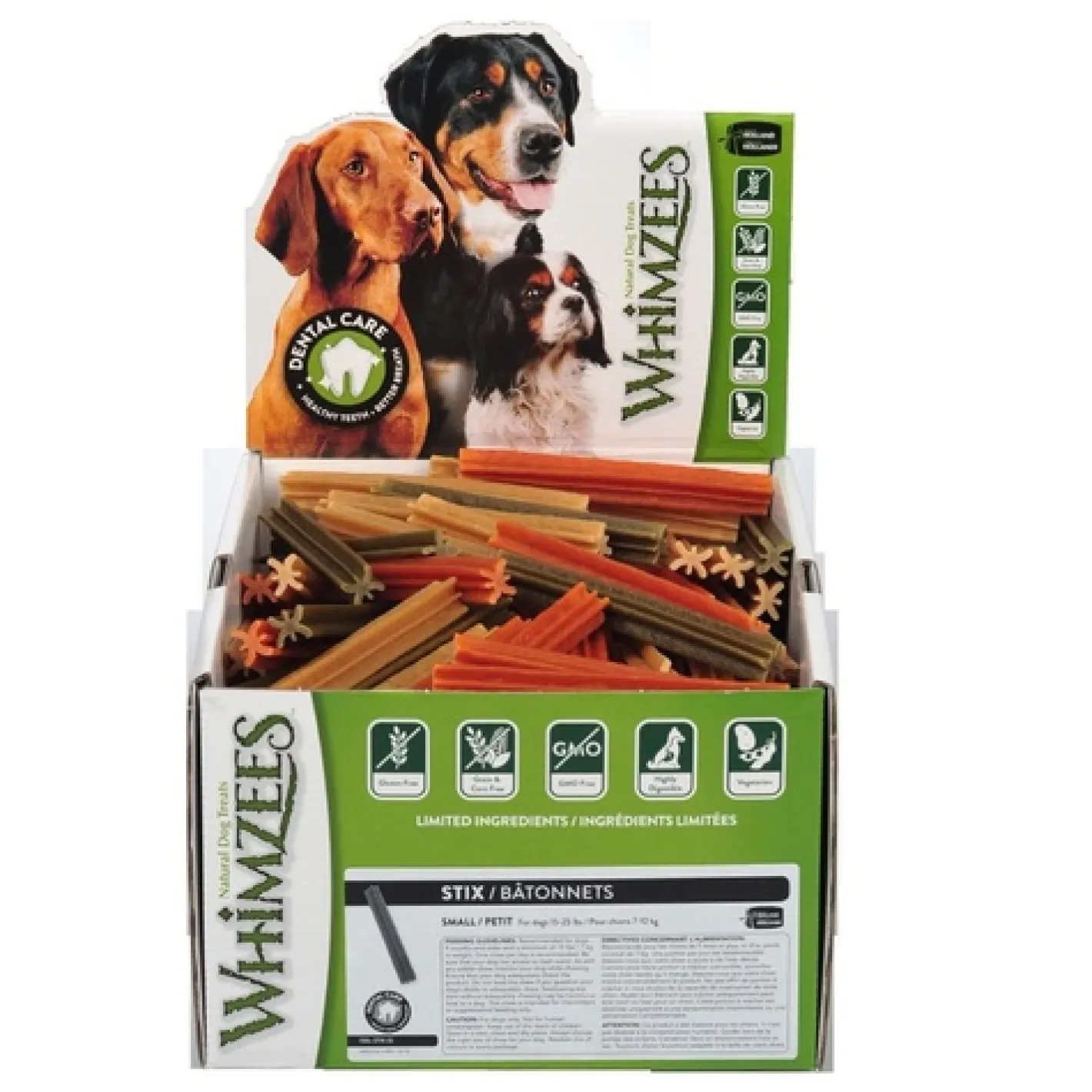 Whimzees Grain Free Vegetarian Dental Treats for Dogs - Small Veggie Stix Box of 150 Stix New