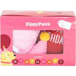 Zippy Paws Birthday Box Plush Squeaker Dog Toys - 3 Toys in Pink Sale