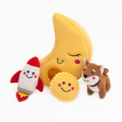 Zippy Paws Burrow Interactive Dog Toy - To the Moon with 3 Squeaker Toys New