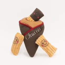 Zippy Paws Burrow Interactive Dog Toy - Churros with 3 Squeaker Toys Sale