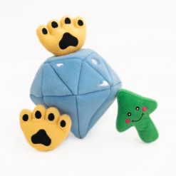 Zippy Paws Burrow Interactive Dog Toy - Diamond & Paws with 3 Squeaker Toys Sale