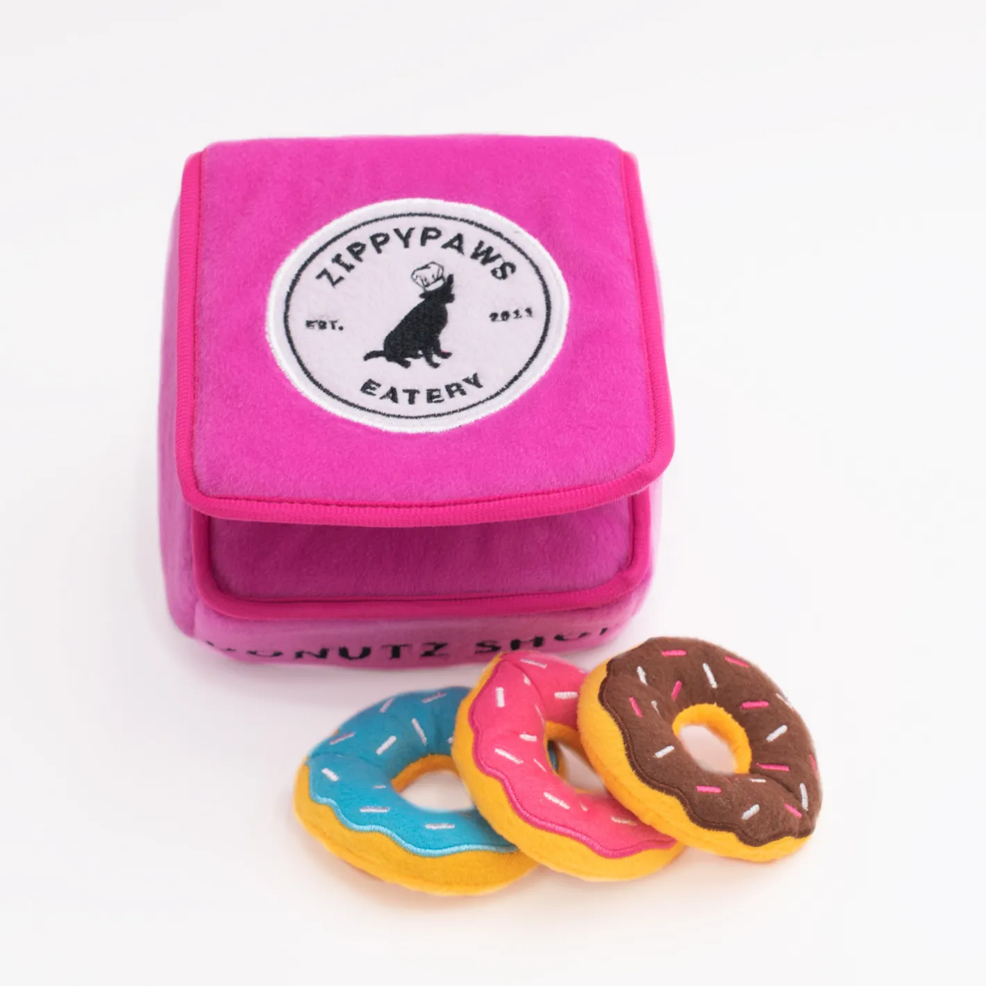 Zippy Paws Burrow Interactive Dog Toy - Donutz Box with 3 Squeaker Toys Discount