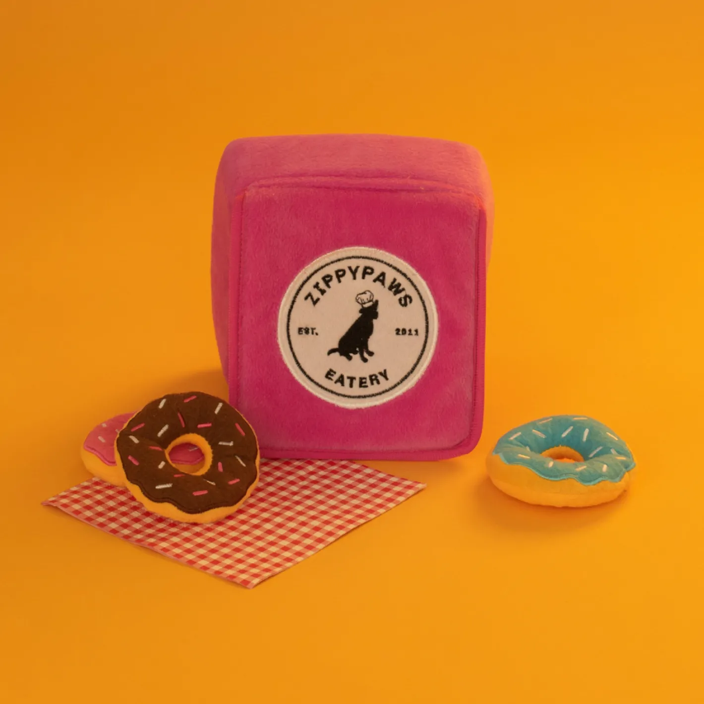Zippy Paws Burrow Interactive Dog Toy - Donutz Box with 3 Squeaker Toys Discount