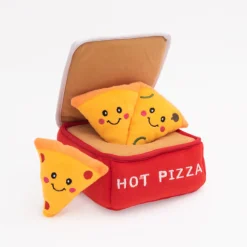 Zippy Paws Burrow Interactive Dog Toy - Pizza Box with 3 Squeaker Toys Fashion