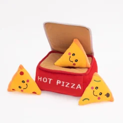 Zippy Paws Burrow Interactive Dog Toy - Pizza Box with 3 Squeaker Toys Fashion