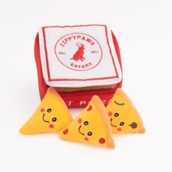 Zippy Paws Burrow Interactive Dog Toy - Pizza Box with 3 Squeaker Toys Fashion
