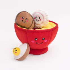 Zippy Paws Burrow Interactive Dog Toy - Ramen Bowl with 3 Squeaker Toys New