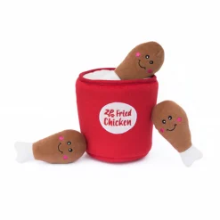 Zippy Paws Burrows Interactive Squeaker Dog Toys - Bucket of Chicken Fashion