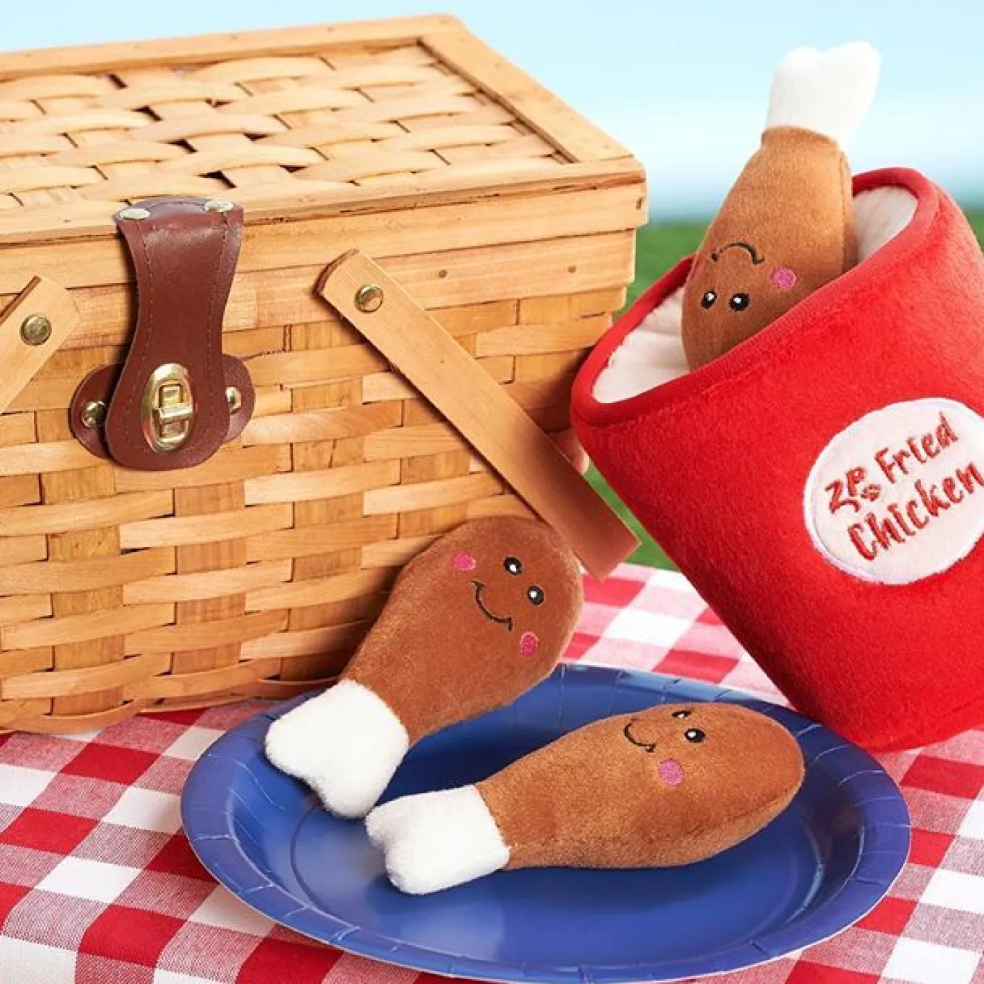 Zippy Paws Burrows Interactive Squeaker Dog Toys - Bucket of Chicken Fashion