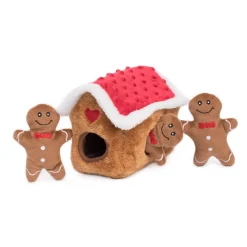 Zippy Paws Christmas Holiday Burrow Dog Toy - Gingerbread House Clearance