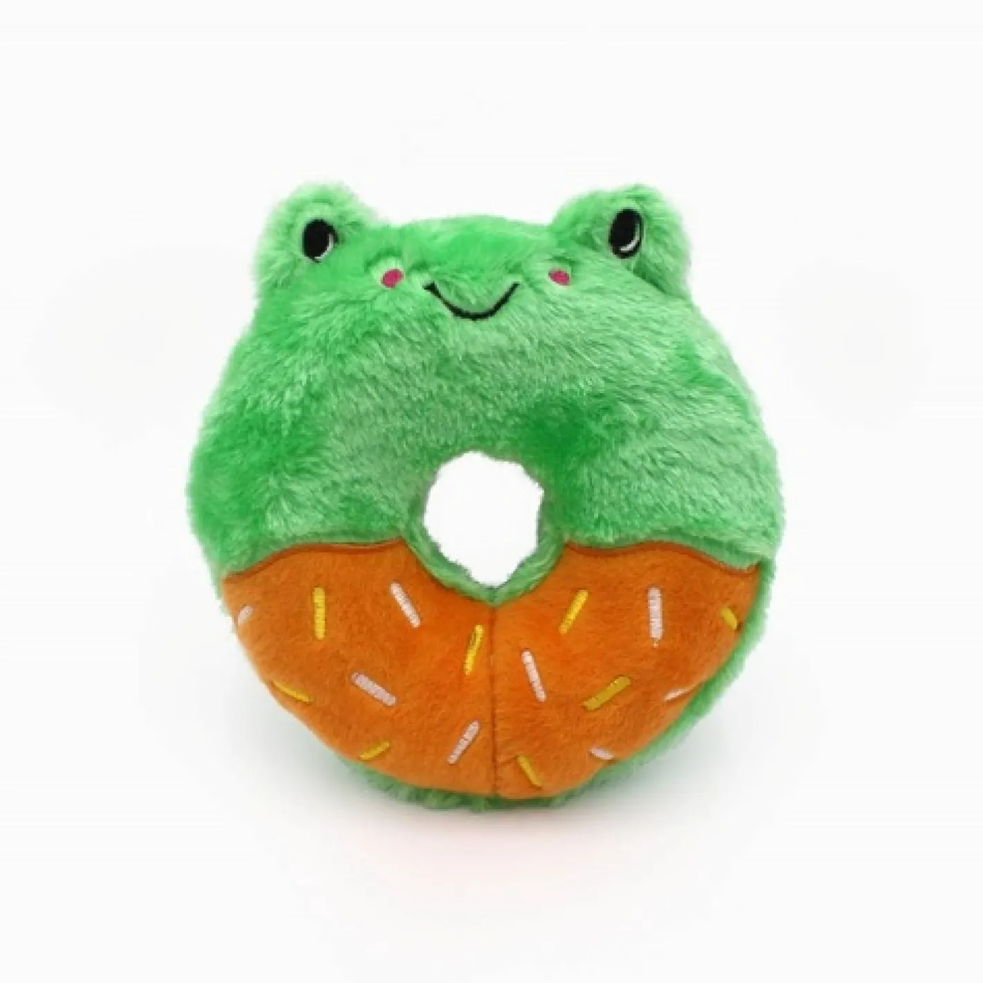 Zippy Paws Donutz Buddy Plush Squeaker Dog Toy - Frog Hot