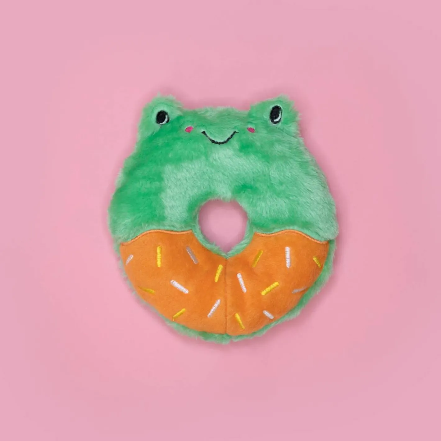 Zippy Paws Donutz Buddy Plush Squeaker Dog Toy - Frog Hot