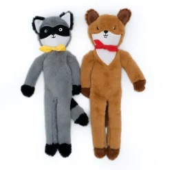 Zippy Paws Fluffy Peltz Plush Squeaker Dog Toy - Raccoon & Chipmunk 2-Pack Best
