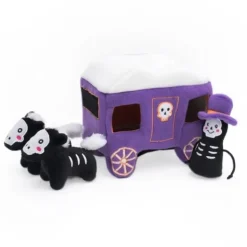 Zippy Paws Halloween Burrow Dog Toy - Haunted Carriage + 3 Squeaker Toys Best