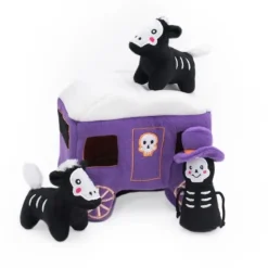Zippy Paws Halloween Burrow Dog Toy - Haunted Carriage + 3 Squeaker Toys Best