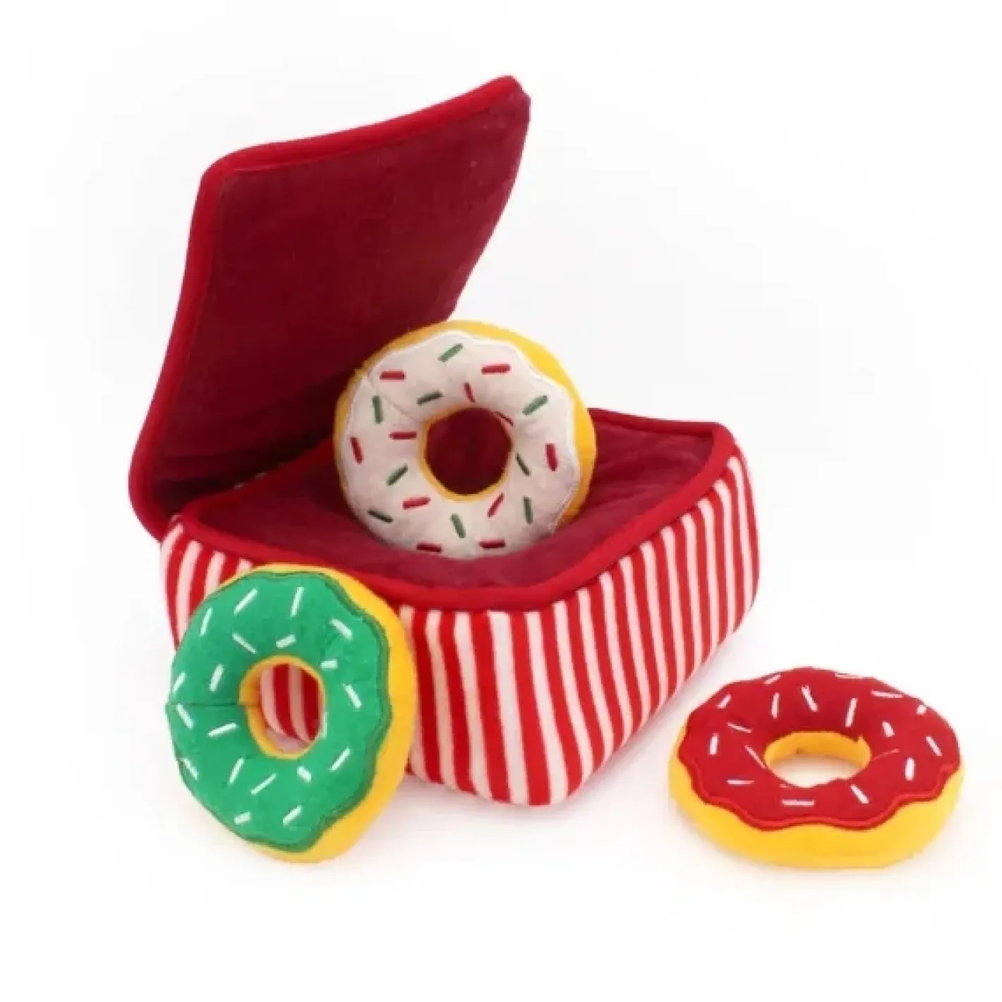 Zippy Paws Holiday Burrow Dog Toy - Christmas Donutz Box + 3 Squeaker Toys Discount