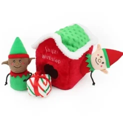 Zippy Paws Holiday Burrow Dog Toy - Santa's Workshop + 3 Squeaker Toys Hot