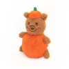 Zippy Paws Holiday Cheeky Chumz Plush Dog Toy - Halloween Pumpkin Bear Hot