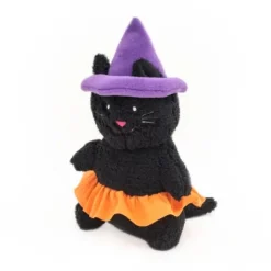 Zippy Paws Holiday Cheeky Chumz Plush Dog Toy - Halloween Witch Cat Outlet