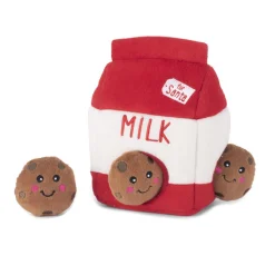 Zippy Paws Interactive Dog Toy - Holiday Burrow - Santa's Milk and Cookies Fashion