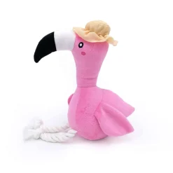 Zippy Paws Playful Pal Plush Squeaker Rope Dog Toy - Freya the Flamingo New