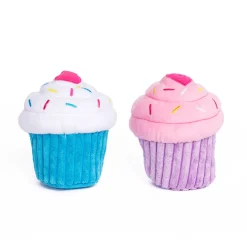 Zippy Paws Plush Squeaker Dog Toy - Cupcake in Blue or Pink Online