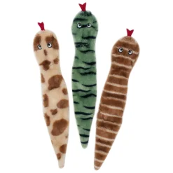 Zippy Paws Skinny Peltz Plush No- Stuffing Squeaker Dog Toy - Desert Snakes 3- Pack Best