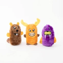 Zippy Paws Squeakie Buddies No Stuffing Small Dog Toy - Beaver, Moose & Walrus Hot