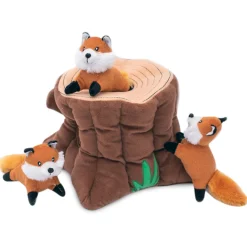 Zippy Paws Zippy Burrow Interactive Dog Toy - Fox Stump + 3 Foxes Discount