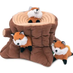 Zippy Paws Zippy Burrow Interactive Dog Toy - Fox Stump + 3 Foxes Discount