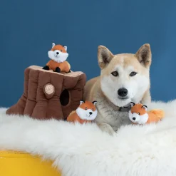 Zippy Paws Zippy Burrow Interactive Dog Toy - Fox Stump + 3 Foxes Discount