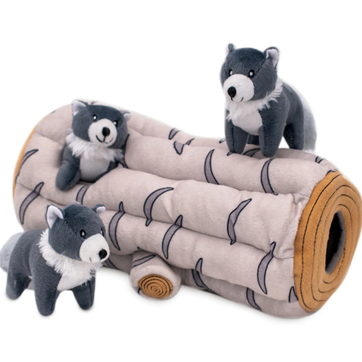 Zippy Paws Zippy Burrow Interactive Dog Toy - Log + 3 Wolves Fashion
