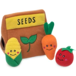 Zippy Paws Zippy Burrow Interactive Dog Toy - Seed Packet + 3 Veggies Clearance