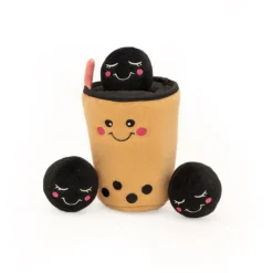 Zippy Paws Zippy Burrow Interactive Dog Toy - Boba Milk Tea + 3 Boba Squeaky Toys New