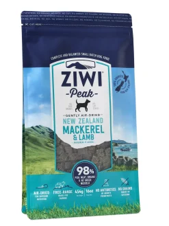 Ziwi Peak Air Dried Grain Free Dog Food 454g Pouch - Mackerel & Lamb New