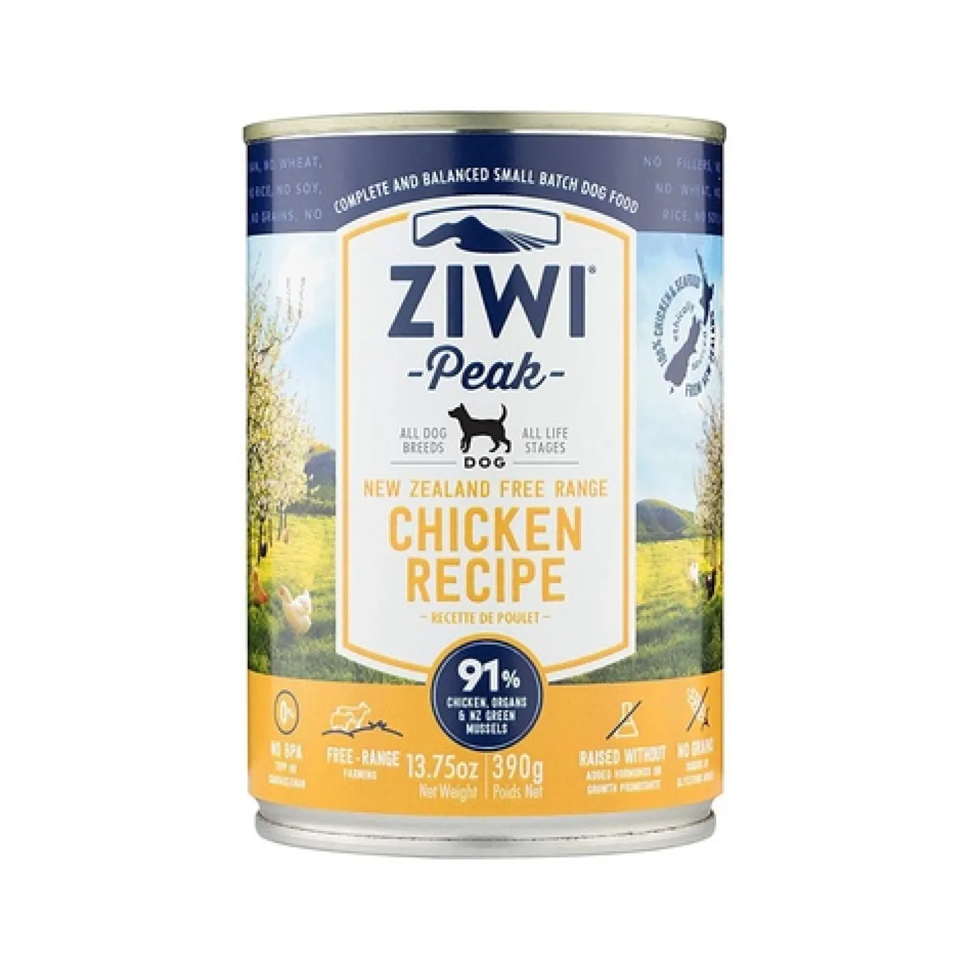 Ziwi Peak Moist Grain Free Dog Food - New Zealand Free Range Chicken- 390g x 12 Cans Discount