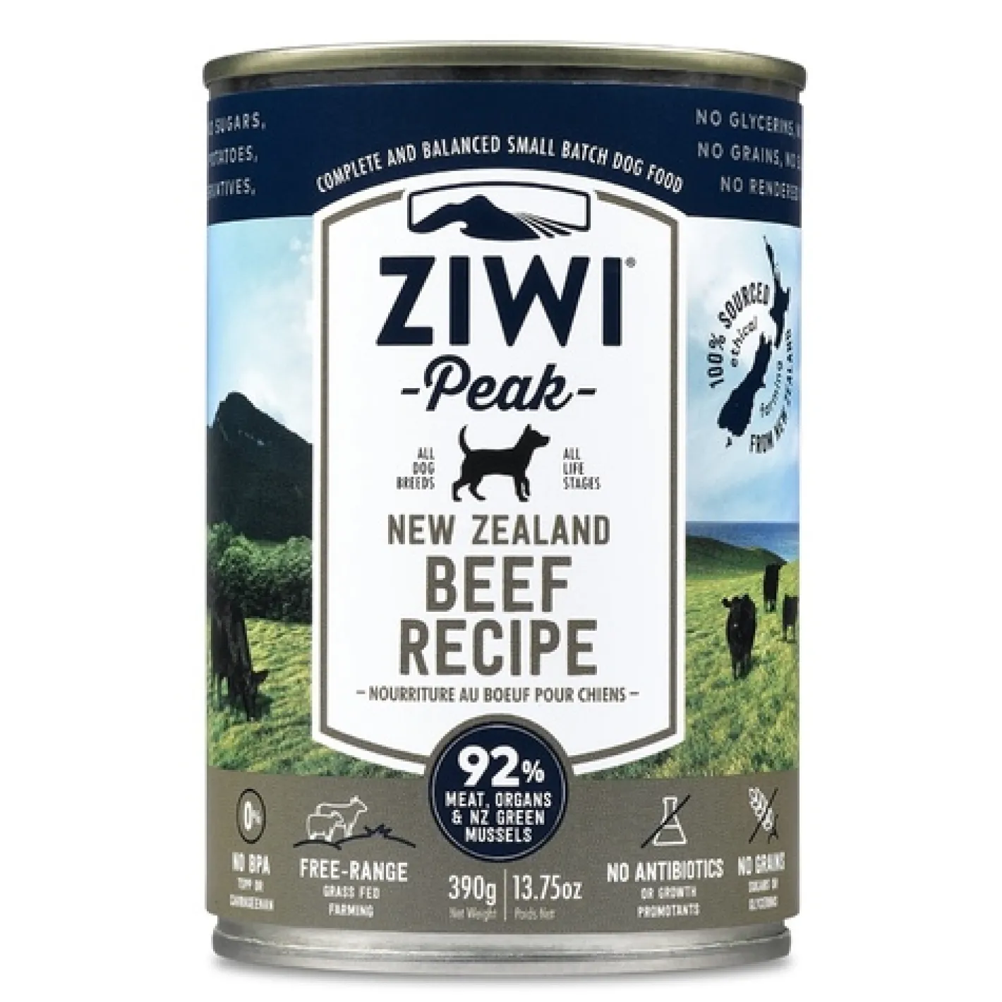 Ziwi Peak Moist Grain Free Dog Food - Free Range Beef - 390g x 12 Cans Discount