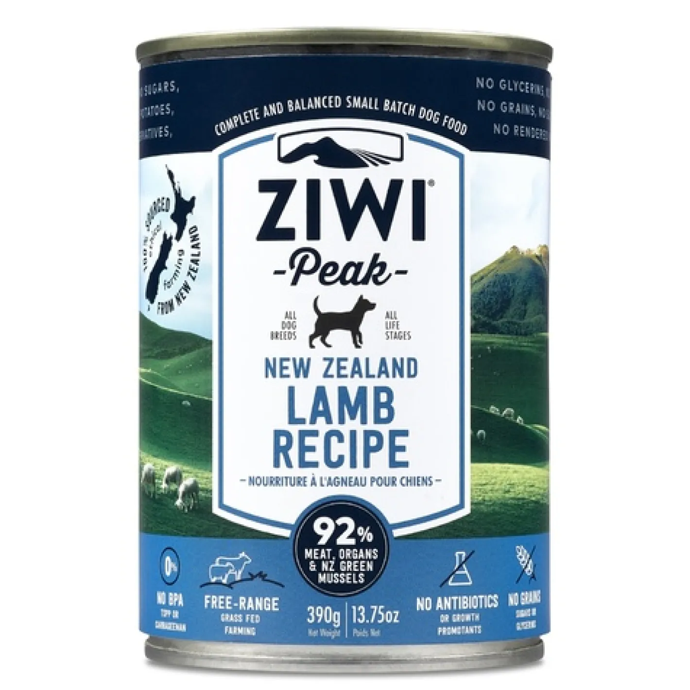 Ziwi Peak Moist Grain Free Dog Food - Lamb - 390g x 12 Cans New